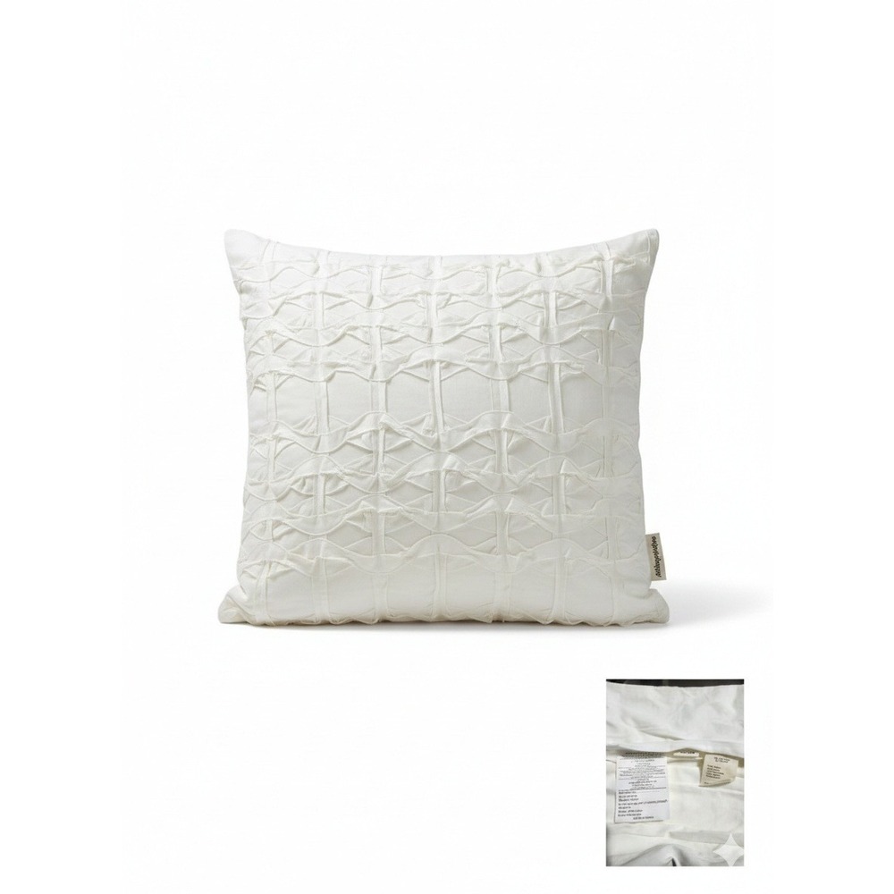 Anthropologie Cream Erou Ruffle Textured Pillow Sham Single Standard, NWOT 26x26